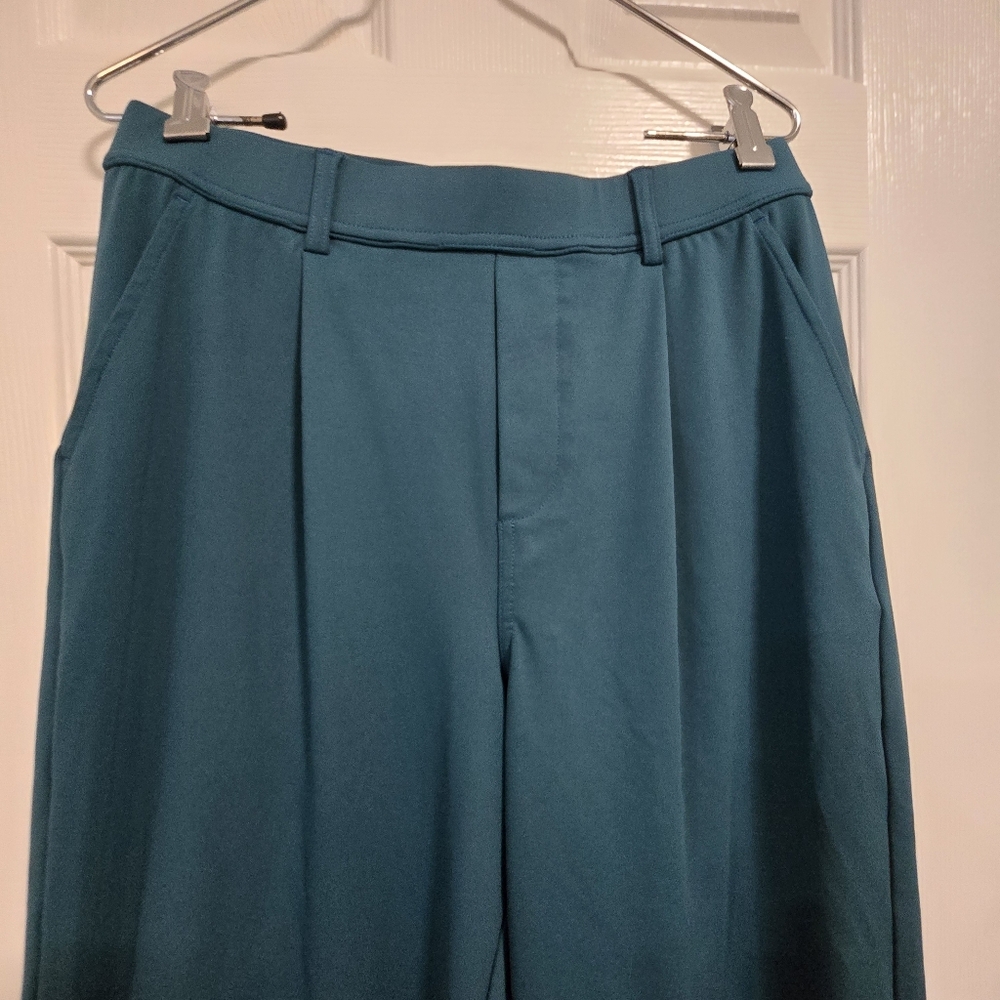Halara Women's High Rise Wide Straight Leg Pants Teal Size Medium - Picture 3 of 11
